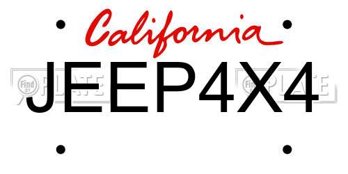 JEEP4X4 California License Plate