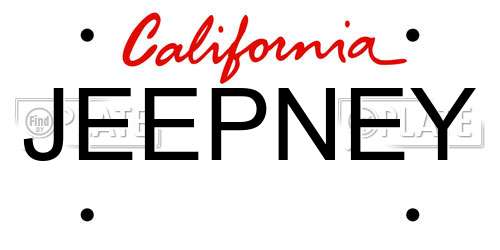 JEEPNEY California License Plate