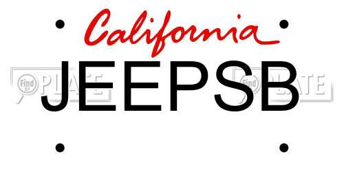 JEEPSB California License Plate
