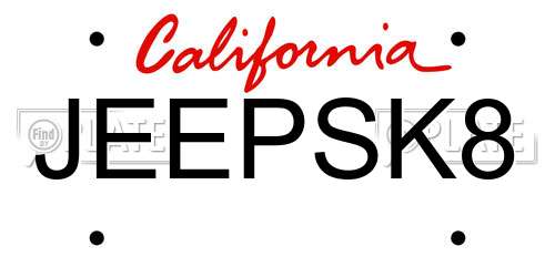 JEEPSK8 California License Plate