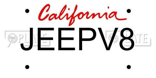 JEEPV8 California License Plate