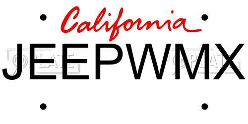 JEEPWMX California License Plate