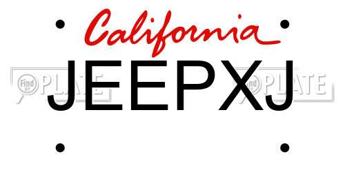 JEEPXJ California License Plate