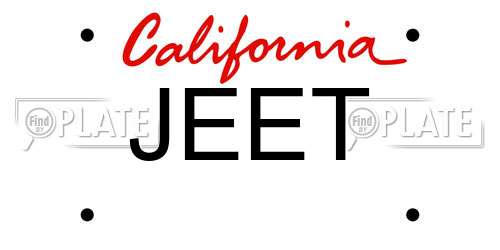 JEET California License Plate