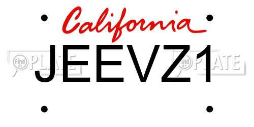JEEVZ1 California License Plate