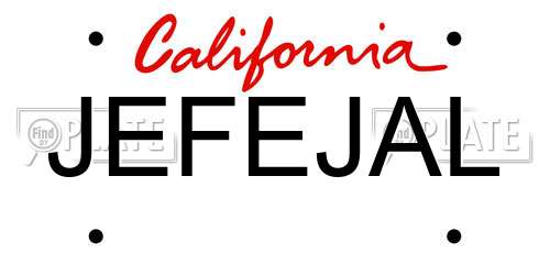 JEFEJAL California License Plate