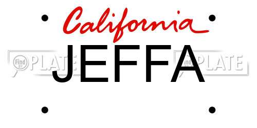 JEFFA California License Plate