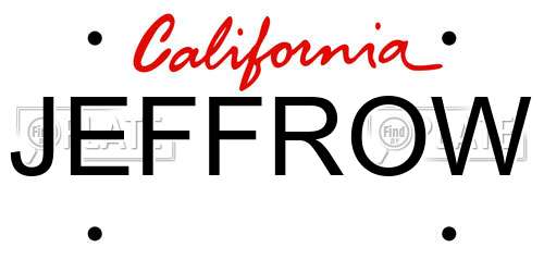 JEFFROW California License Plate