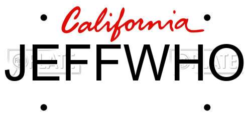 JEFFWHO California License Plate