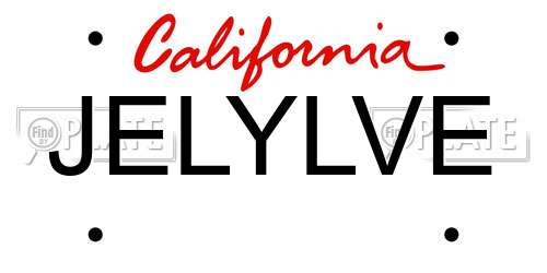 JELYLVE California License Plate
