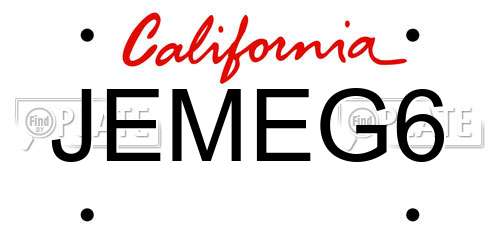 JEMEG6 California License Plate