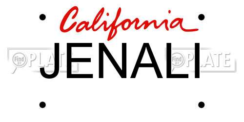 JENALI California License Plate