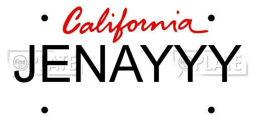 JENAYYY California License Plate