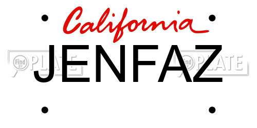 JENFAZ California License Plate
