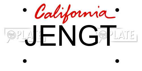 JENGT California License Plate