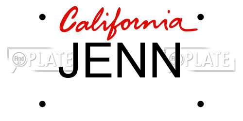 JENN California License Plate
