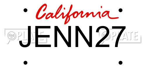 JENN27 California License Plate