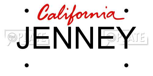 JENNEY California License Plate