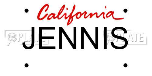 JENNIS California License Plate