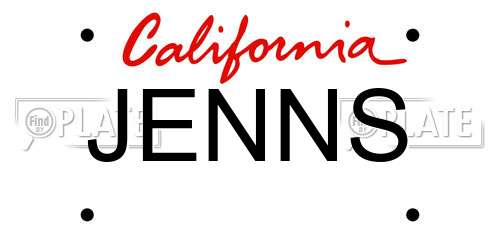 JENNS California License Plate