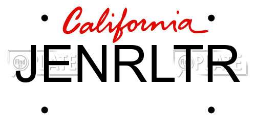 JENRLTR California License Plate