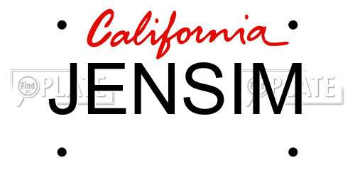 JENSIM California License Plate