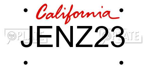 JENZ23 California License Plate