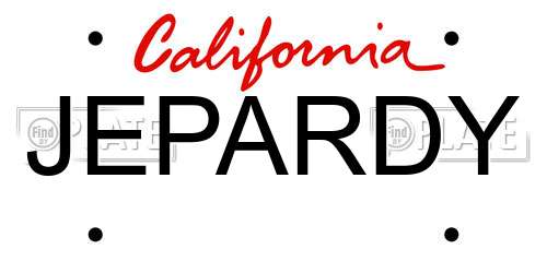 JEPARDY California License Plate