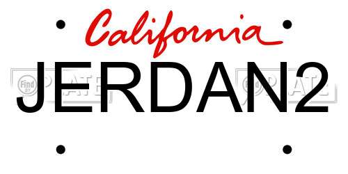 JERDAN2 California License Plate