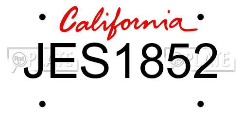 JES1852 California License Plate