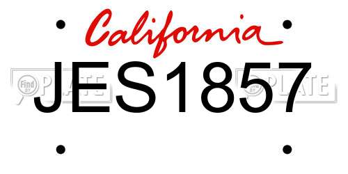 JES1857 California License Plate