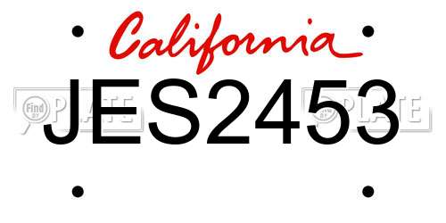 JES2453 California License Plate