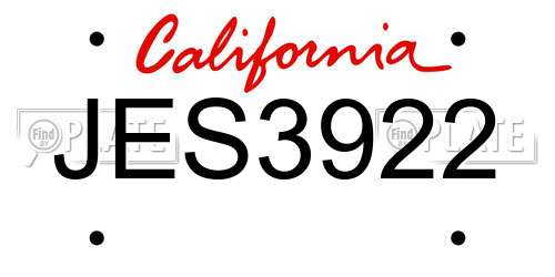 JES3922 California License Plate