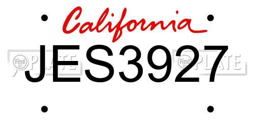 JES3927 California License Plate