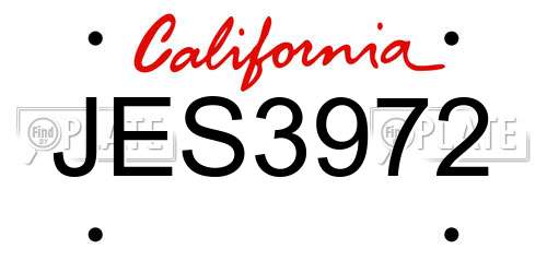 JES3972 California License Plate