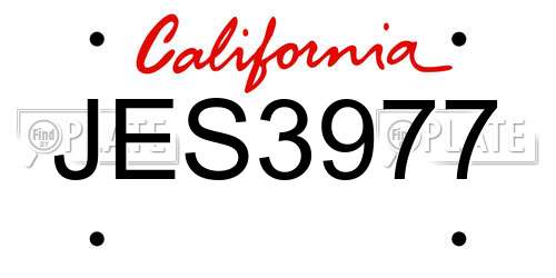 JES3977 California License Plate