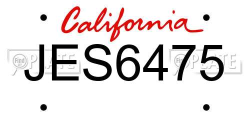 JES6475 California License Plate