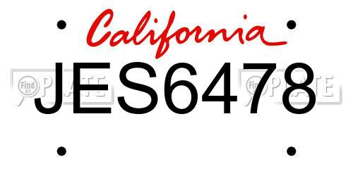JES6478 California License Plate
