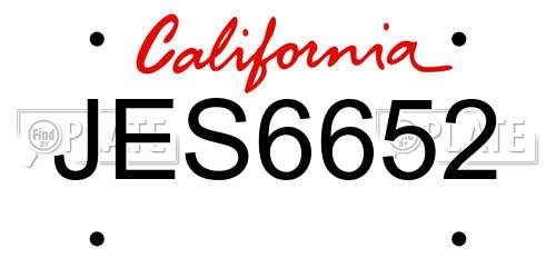 JES6652 California License Plate