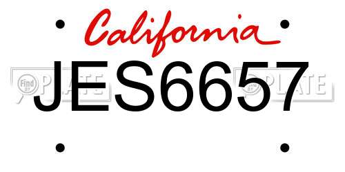 JES6657 California License Plate