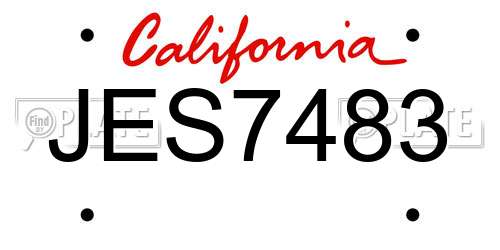 JES7483 California License Plate