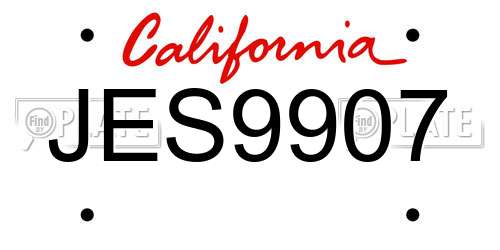 JES9907 California License Plate
