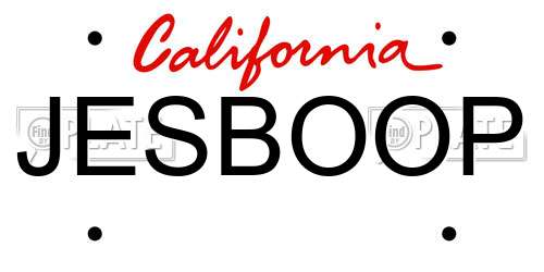 JESBOOP California License Plate