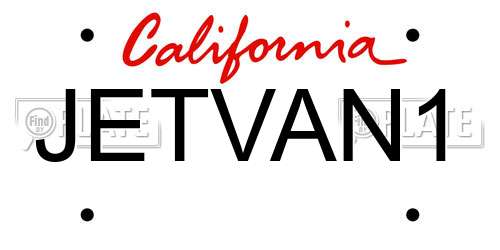 JETVAN1 California License Plate