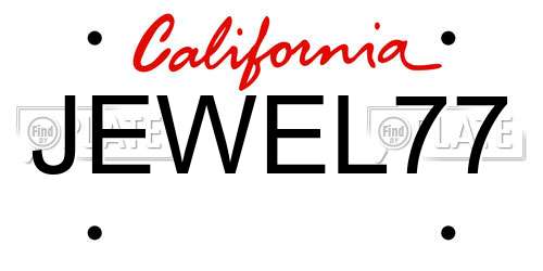 JEWEL77 California License Plate