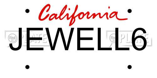 JEWELL6 California License Plate