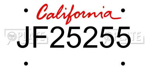 JF25255 California License Plate
