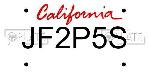 JF2P5S California License Plate