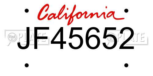JF45652 California License Plate