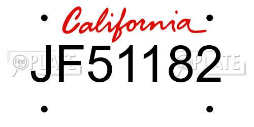 JF51182 California License Plate
